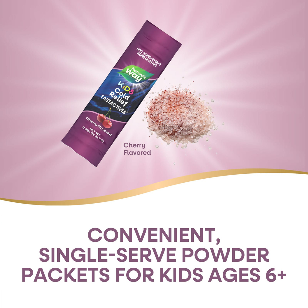 Nature's Way, Umcka®, средство от простуды для детей, FastActives®, для детей от 6 лет, с вишневым вкусом, 10 пакетиков с порошком по 0,7 г (0,024 унции)