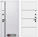 Дверь входная Лабиринт ROYAL 25 Белый софт, черные вставки металлическая