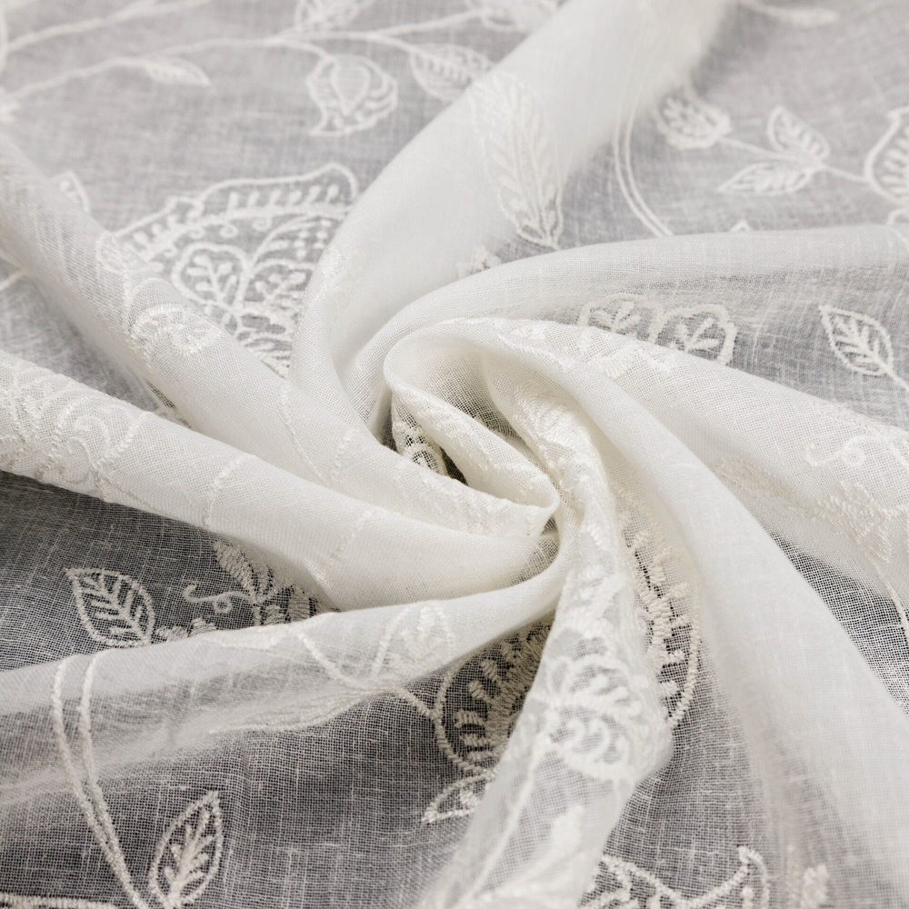 Тюль с вышивкой на нежном батисте Vistex арт. Fiore col. naturale (высота 300 см, Турция)