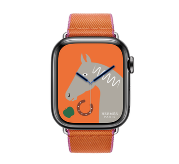 Apple Watch Hermès 41mm Space Black Stainless Steel Case with Orange/Rose Mexico Twill Jump Single Tour