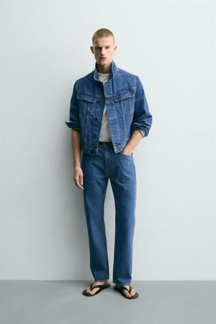 ZARA ДЖИНСЫ STRAIGHT ДЛИНОЙ ДО ЩИКОЛОТКИ, СИНИЙ