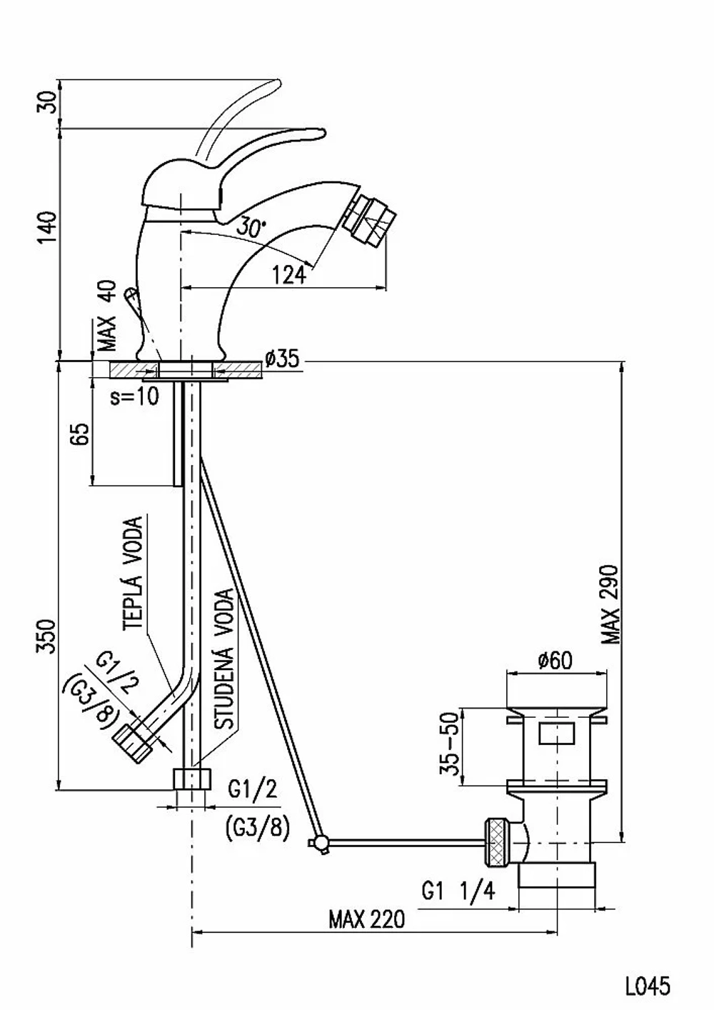 Смеситель для биде Rav-Slezak LABE L045.5KCMATZ