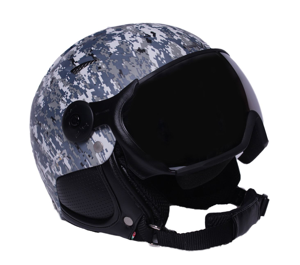 Шлем горнолыжный с визором и bluetooth 5.0 HMR EMOTIONS H1 CAMO PIXEL +VTS2B