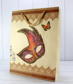 Пакет подарочный 28х37х10см "Маска" Крафт (Желтый)