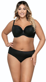 Элегантный бюстгальтер с уплотненными чашками из нежной микрофибры (Размер: 70F) (Цвет: черный)