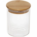 Банка для продуктов стеклянная 450мл «Хай-Тек» с бамбуковой крышкой 8,5*10см