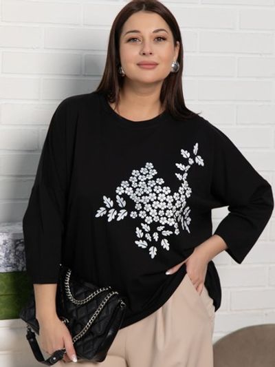 Блуза Ромашка (черная) Б15384-24М LT Collection