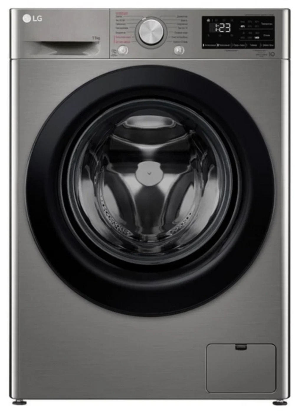 Стиральная машина LG F4V3ES6S серебристая,11кг,1400об,с дисплеем,стиральная машина с паром