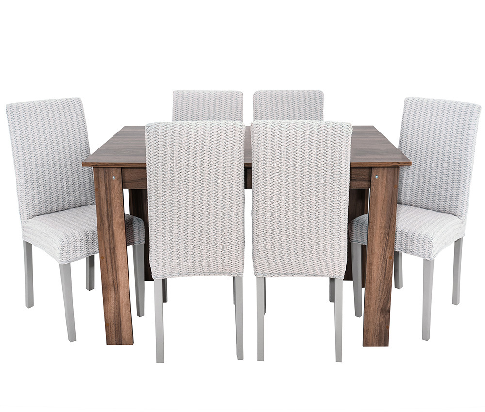 Чехол на стул без оборки Зигзаг, цвет Слоновая кость, Набор 6 шт.