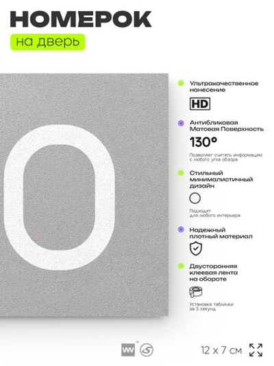 Номер на дверь 910, табличка на дверь для офиса, квартиры, кабинета, аудитории, склада, серая 120х70 мм, Айдентика Технолоджи