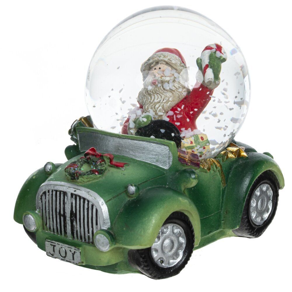 GAEM Фигурка декор в стекл шаре "Дед Мороз на машине", D 4.5 см, L7,5 W5 H7 см