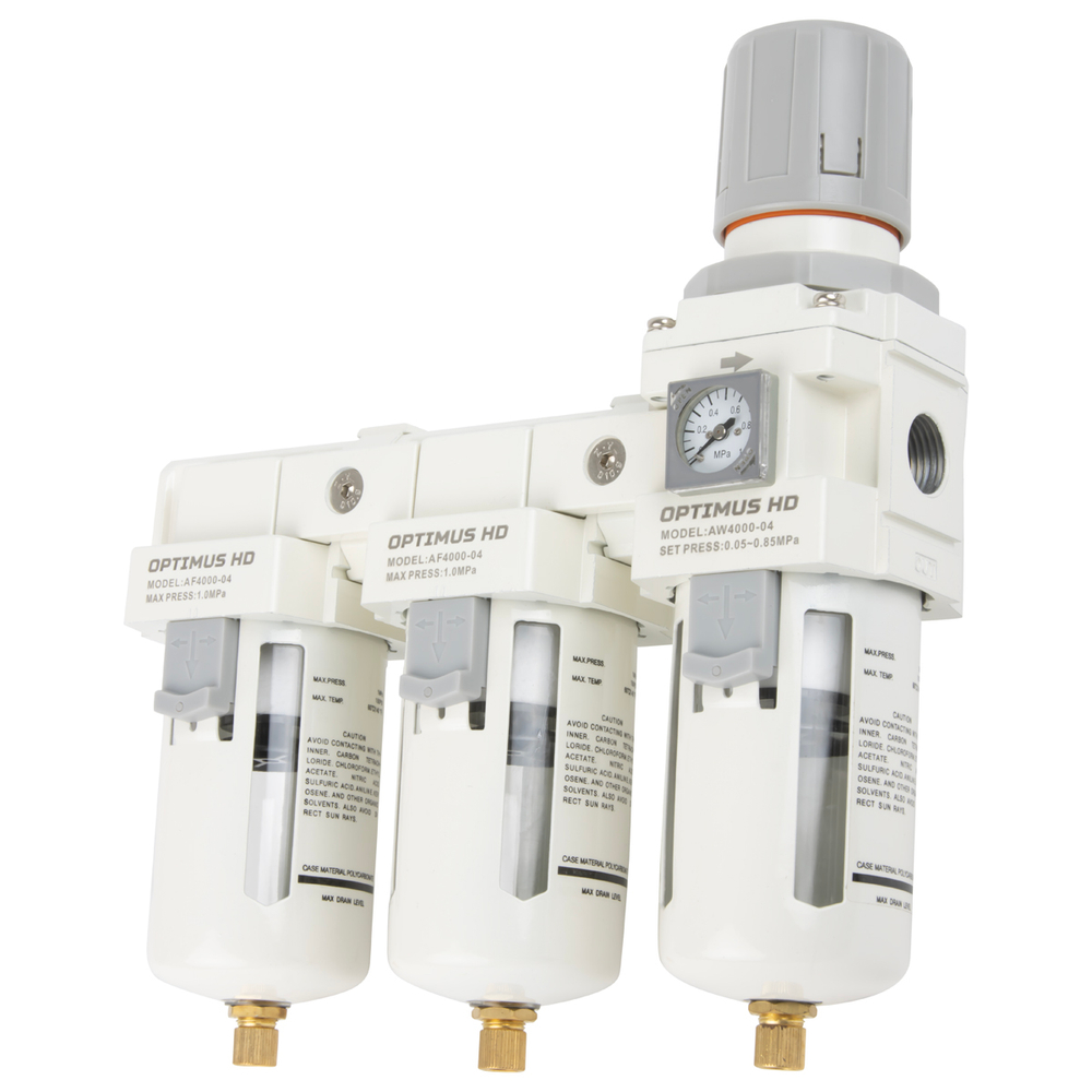 AFFW4000-04 Блок подготовки воздуха 1/2" трехступенчатый с влагомаслоотделителем, регулятором и манометром