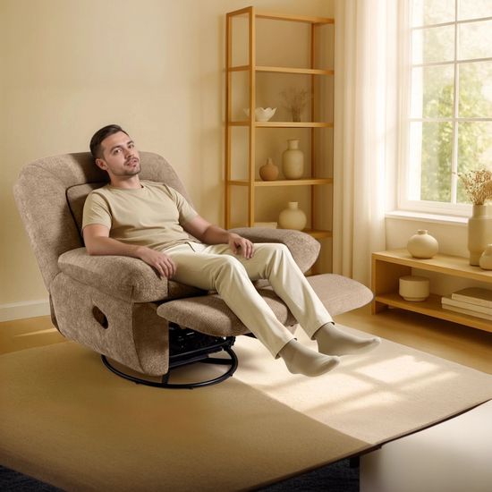 Кресло-реклайнер Клим, с функцией глайдера и вращением на 360 гр.