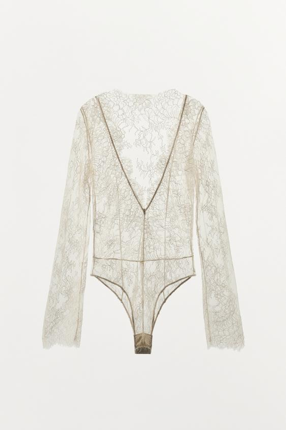 ZARA КРУЖЕВНОЕ БОДИ, ЭКРЮ