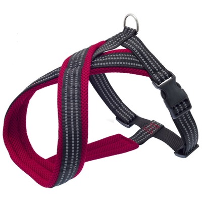 Шлейка нейлон х-образная с мягкой подкладкой, красная (размер(15мм х 26см х 34/45см))