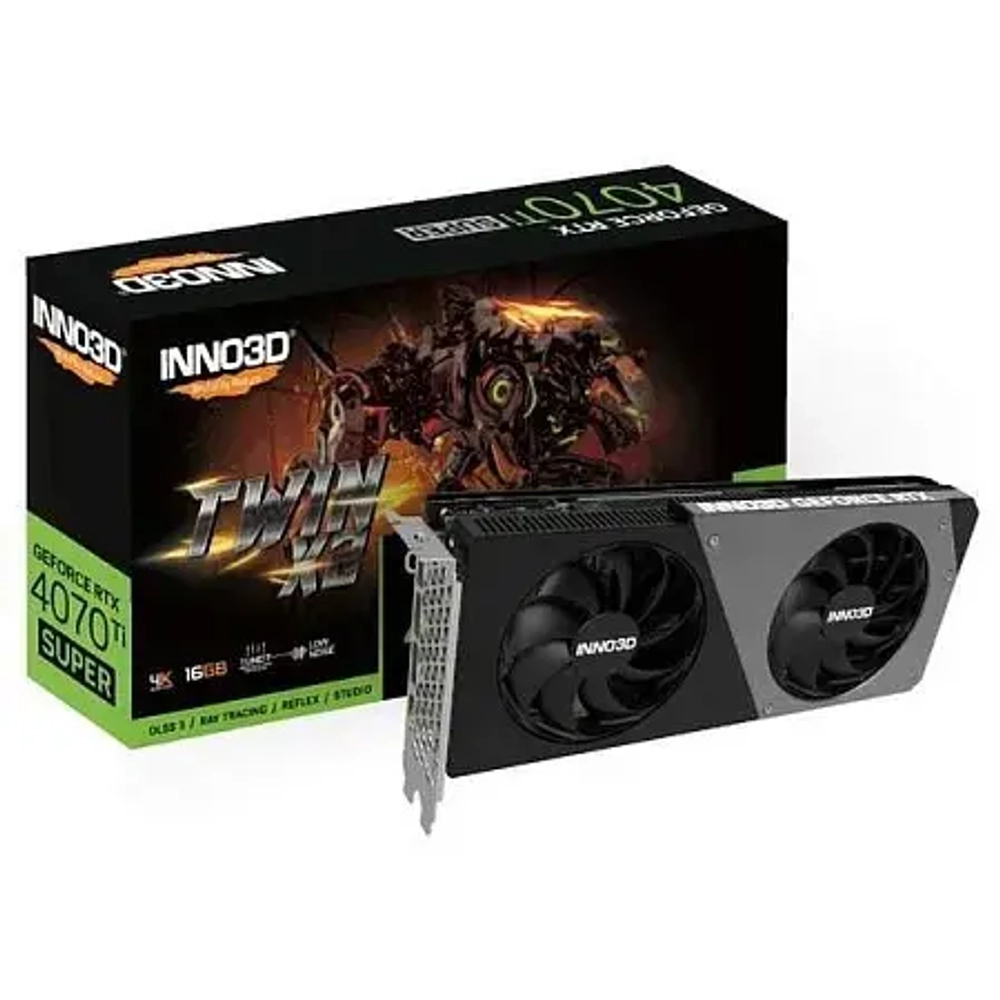 Видеокарта Inno3D GeForce RTX4070Ti SUPER Twin X2, 16G GDDR6X 256-bit HDMI 3xDP N407TS2-166X-186156N