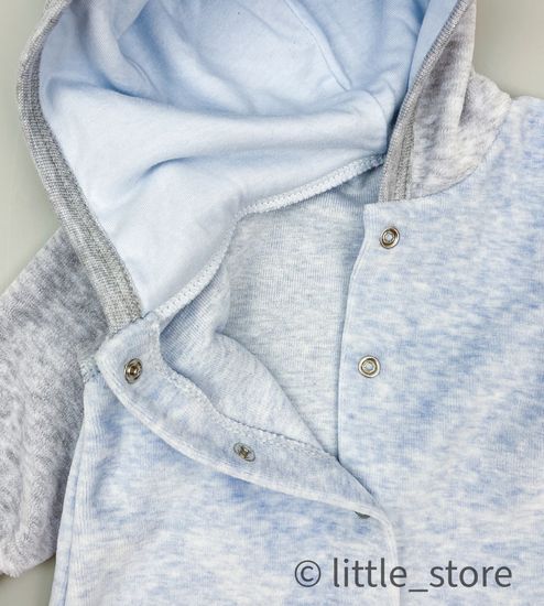 Комбинезон велюровый Голубой меланж (серая отделка)