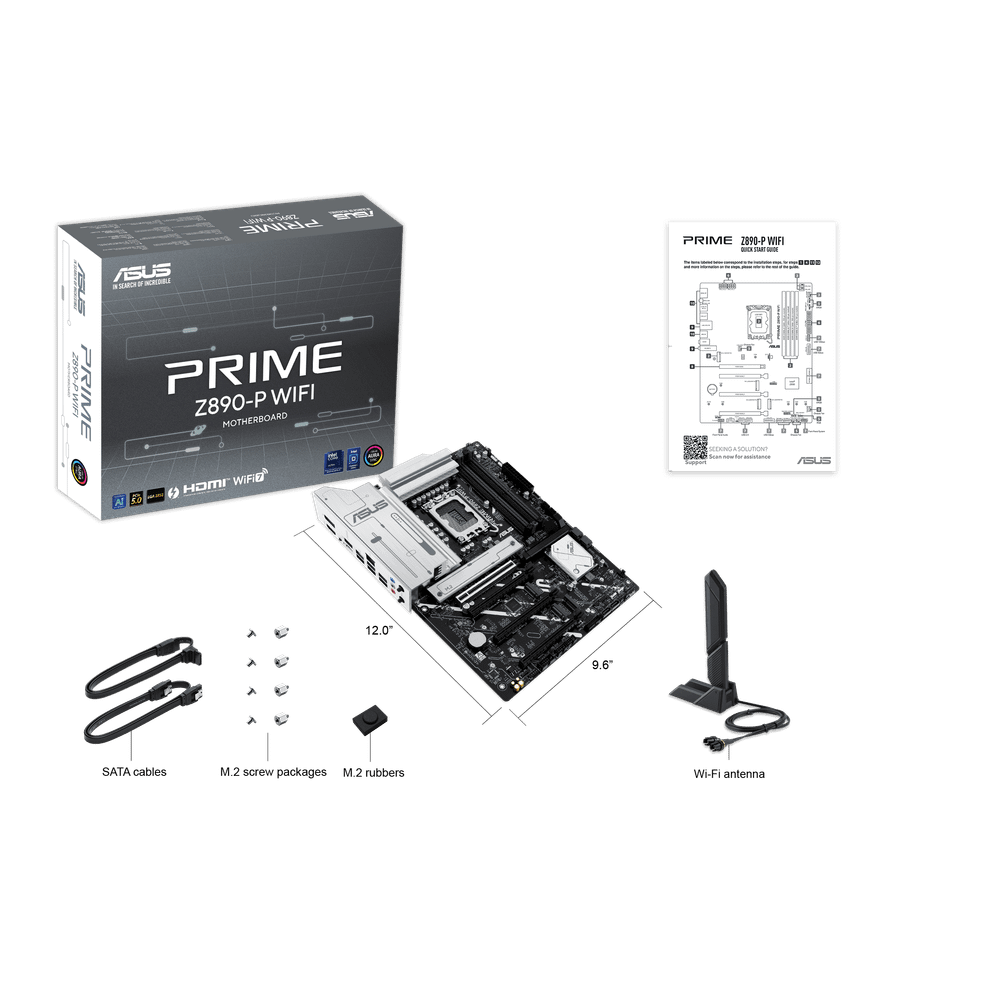 Материнская плата ASUS PRIME Z890-P WIFI, LGA1851 Z890 4xDDR5 4xSATA3 4xM.2 HDMI DP USB-C ATX