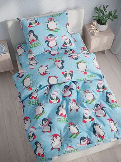 Наволочка комплект 2шт бязь Сказка "Веселые пингвины" 50x70 см на молнии