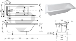 Ванна из искусственного мрамора Aquanet Bright Stone 180x70