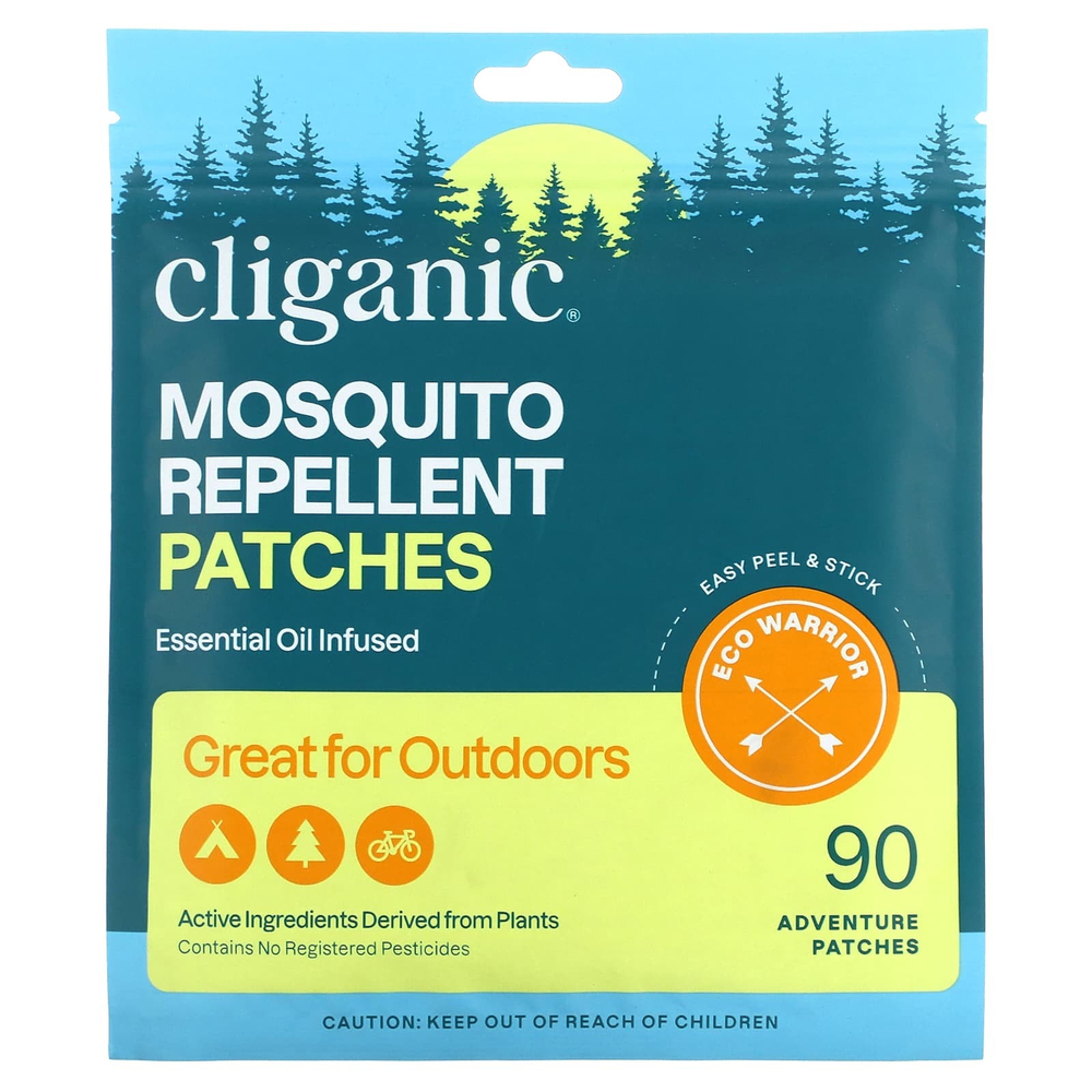 Cliganic, Нашивки с репеллентом от комаров, 90 шт.
