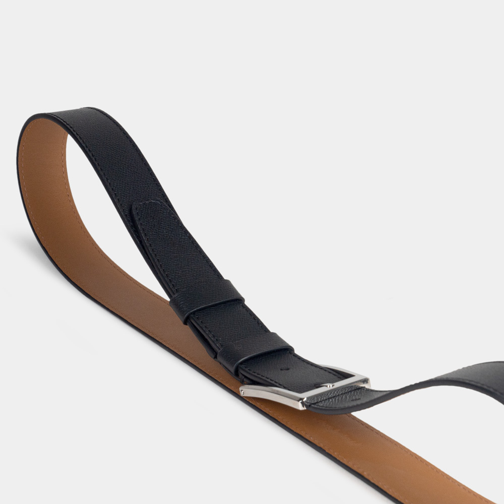 Мужской ремень из кожи сафьяно 35 мм, чёрный