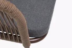"Марсель" стул плетеный из роупа, каркас алюминий коричневый (RAL8016) муар, роуп коричневый круглый, ткань темно-серая 027