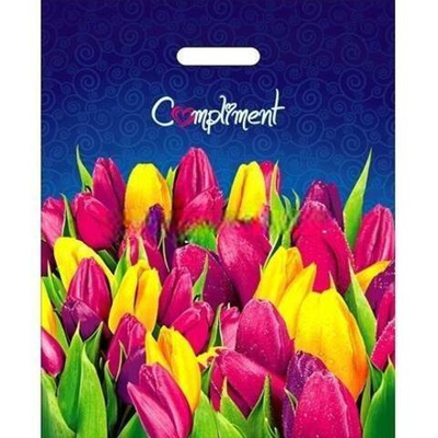 Пакет с прорубной ручкой ПВД 38х47 (60 мкм) "Комплимент" лам. (50/500 шт.) Интерпак