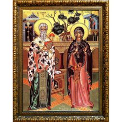 Киприан и Иустиния Святые мученики. Икона на холсте.