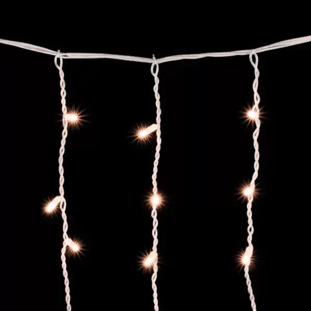 Светодиодная бахрома с колпачком 3,2*0,9 м., 168 экстра теплых белых LED ламп, каучуковый белый провод, LTC (LL168-8-2EWW)