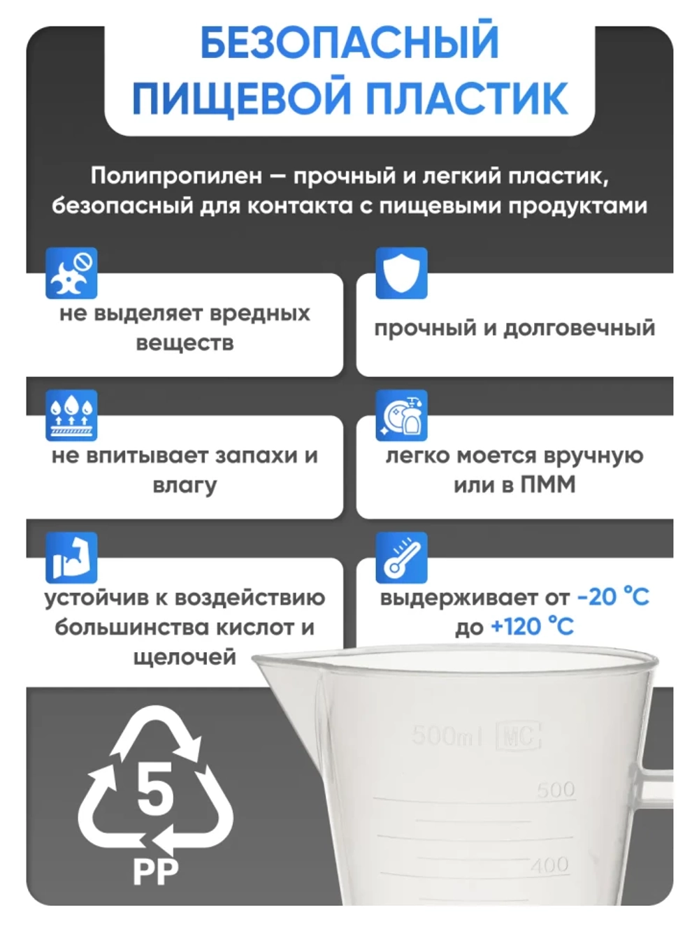 Мензурка п/п коническая 100 мл, Лаборио