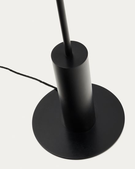 Черный металлический торшер Nibla с абажуром с эффектом белой глины