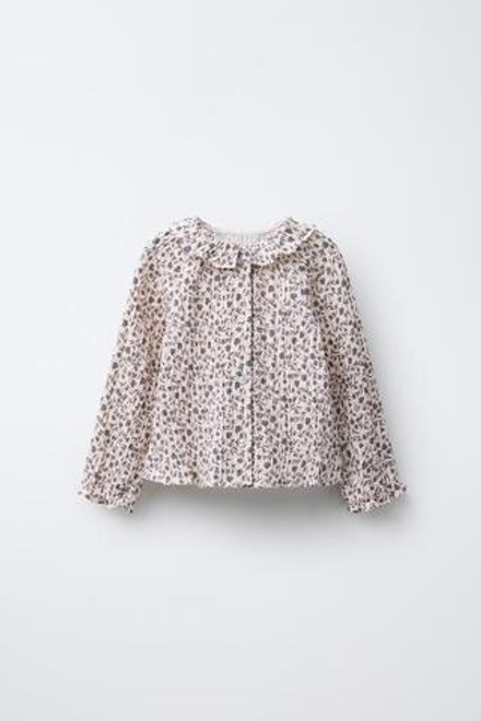 ZARA РУБАШКА С ЦВЕТОЧНЫМ ПРИНТОМ, ЭКРЮ