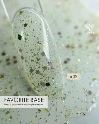 Lovely База цветная с фольгой и шестигранниками , Favorite Base №02, 7 ml