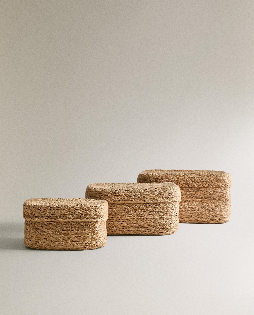 Zara Home Корзина из морской травы, цвет бежевый, 18 см · 6354/049
