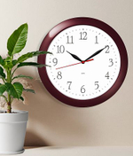 Часы настенные, модель 01, диаметр 290 мм, стекло пластиковое, пластиковый обод, цвет-бордовый.