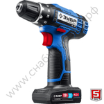 ЗУБР Т7, 12 В, 40 Н·м, 2 АКБ (4 А·ч), дрель-шуруповерт, сумка, Профессионал (DL-121-42)