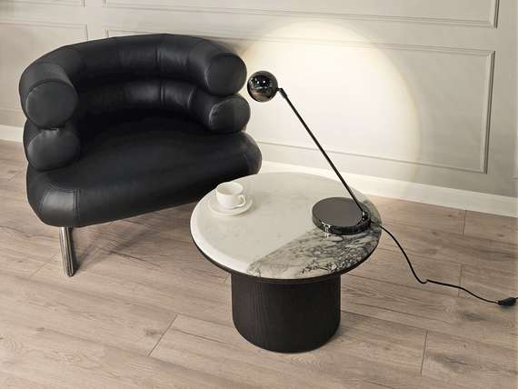 Журнальный столик SC-12, Ø60х35 см, мрамор, дерево