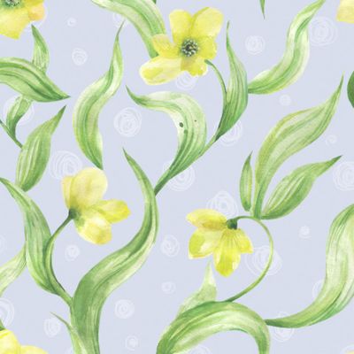 Желтые цветы на синем