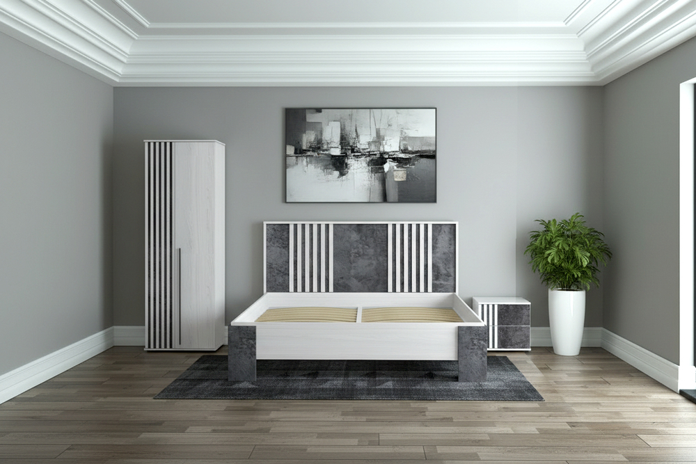 Марракеш Кровать 1600 Анкор светлый / Цемент темный