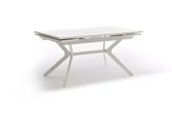 "Меркурий" стол интерьерный раздвижной обеденный из керамики, цвет белый глянцевый