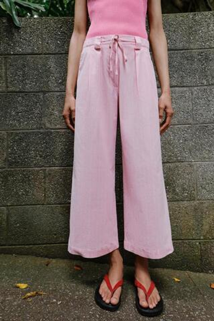 ZARA БРЮКИ-КЮЛОТЫ В ПОЛОСКУ, РОЗОВЫЙ/БЕЛЫЙ