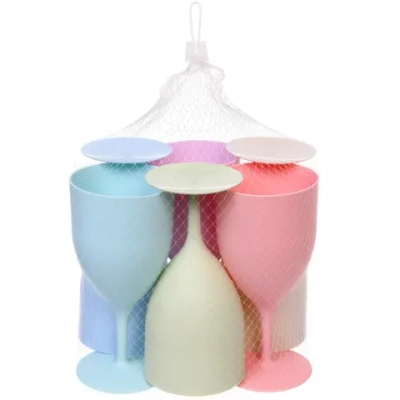 Бокал для вина 380мл в наборе 6шт «Пастель», микс цветов