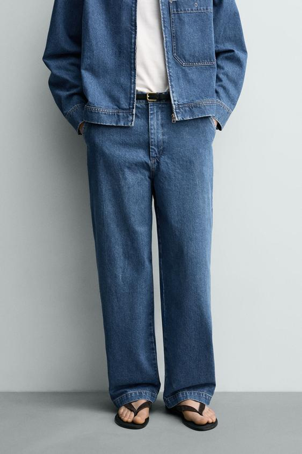 ZARA ДЖИНСЫ ЧИНОС STRAIGHT FIT, СИНИЙ