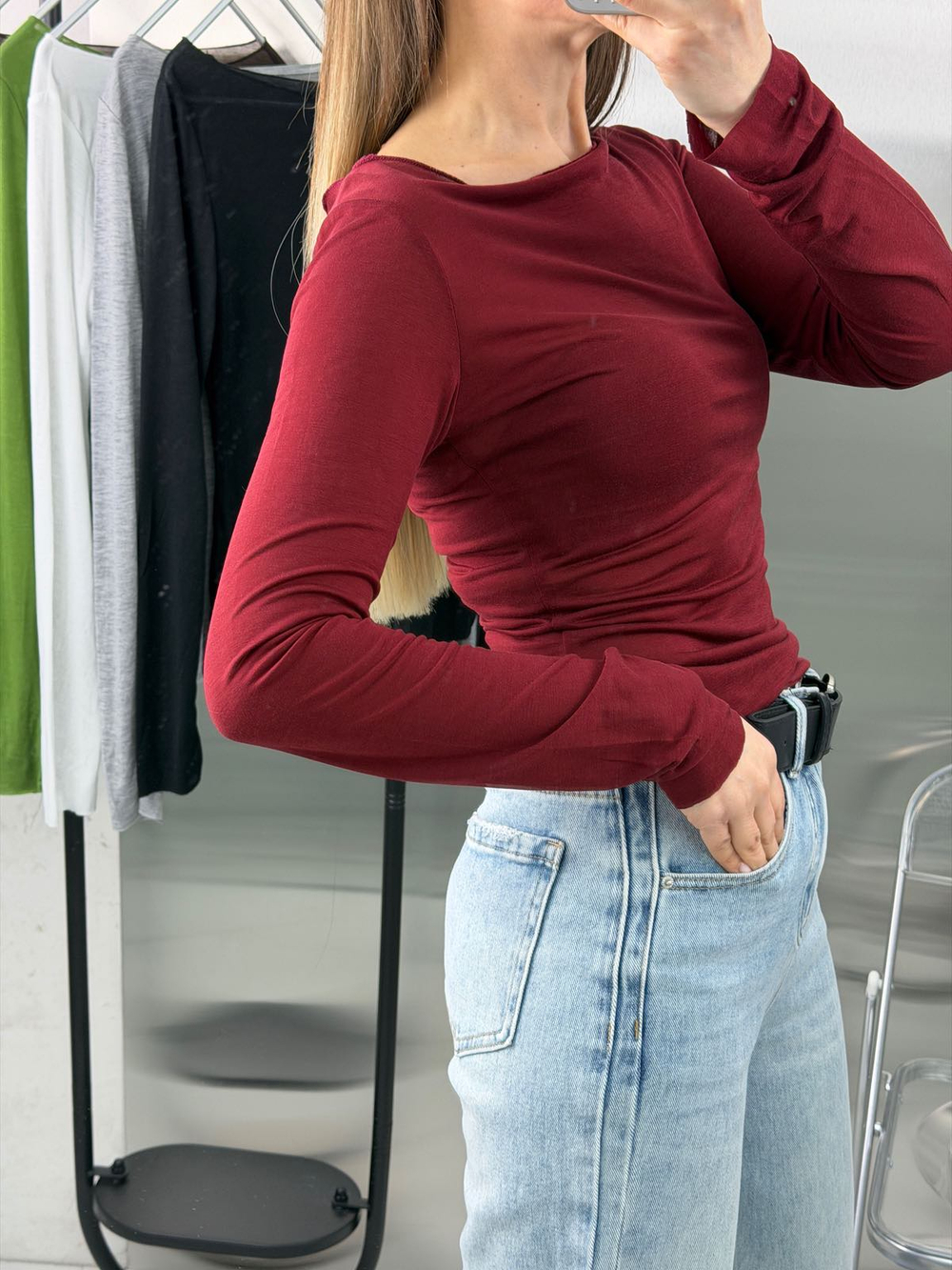 Лонгслив женский арт. 0100 цвет "бордовый"