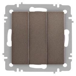 Выключатель Intro Accent 6-106-08 тройной, 10А-250В, IP20, СУ, AL/CU, бронза | Intro
