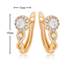 Серьги сережки женские с камешками бижутерия  Коса, золото