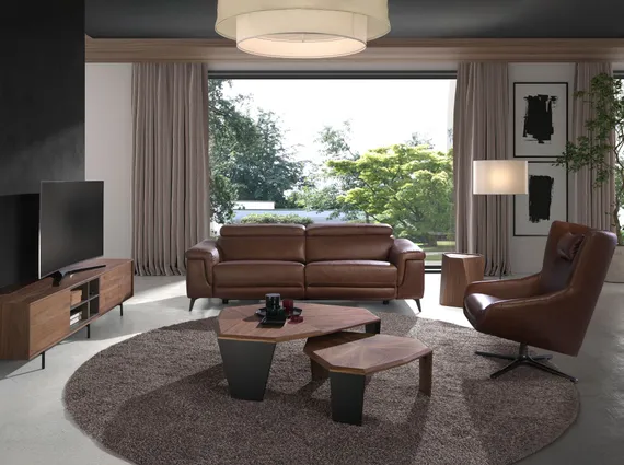 Трехместный диван с реклайнером Angel Cerda 5319-3P, коричневая кожа