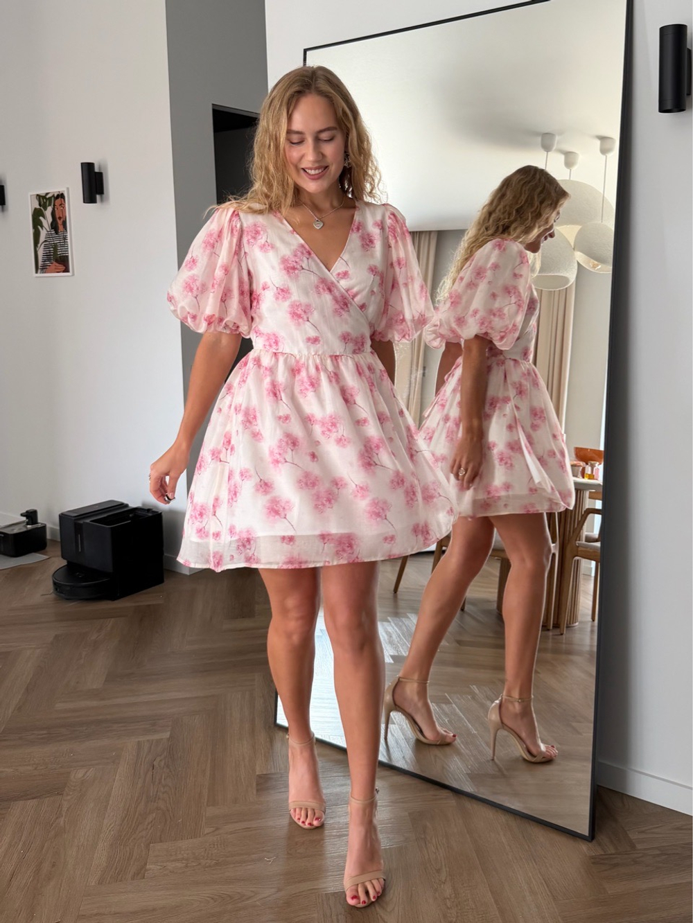 Платье Зефир кремовый с крупными цветами