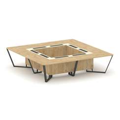 Steel Meet Стол переговорный квадратный KM-PR.B.SP-16K Тиквуд Светлый/Ваниль Глянец/Металл Антрацит